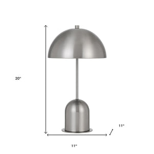 Homeroots 20" Nickel Metal Desk Table Lamp With Nickel Dome Shade   524669