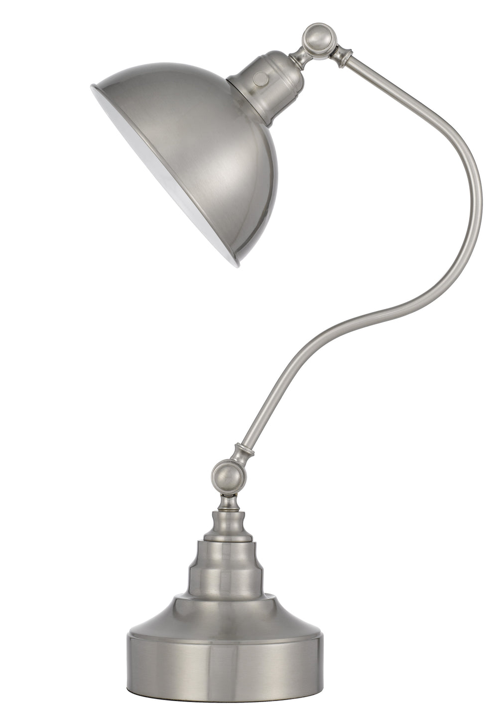 Homeroots 25" Nickel Metal Lantern Desk Table Lamp With Nickel Dome Shade   524674
