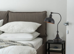 Homeroots 25" Gray Metal Lantern Desk Table Lamp With Gray Dome Shade   524675