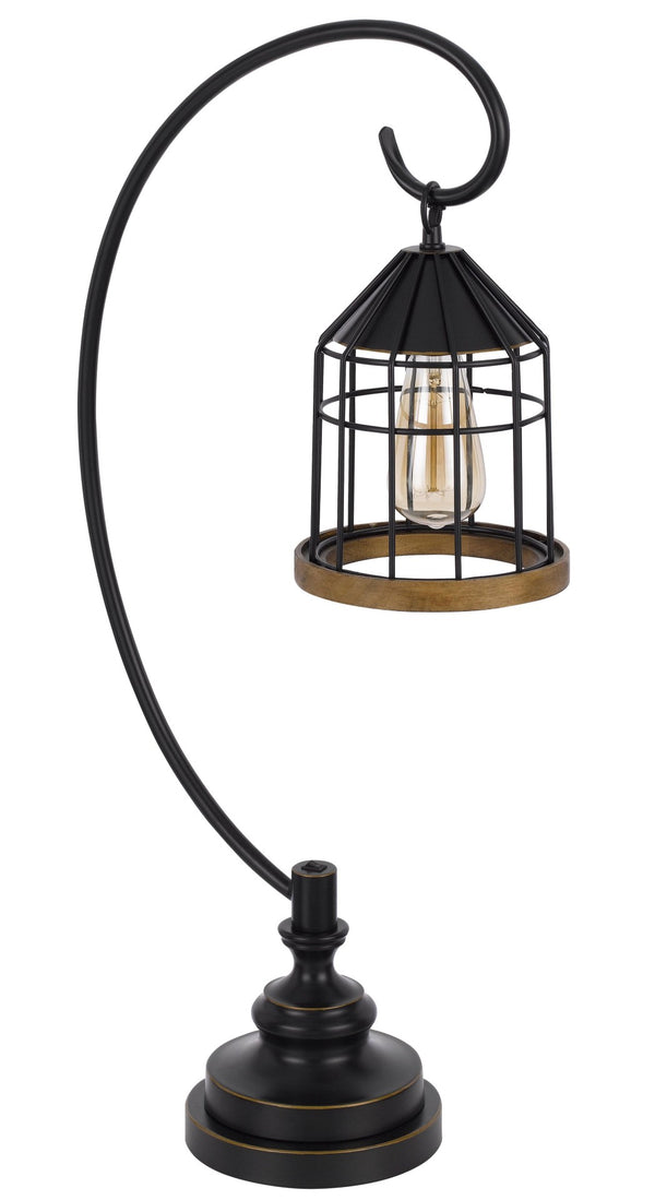HomeRoots 31" Bronze Metal Table Lamp - Industrial Cage Shade for Warm Ambient Lighting in Any Space 524676