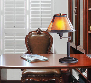 Homeroots 18" Gray Metal Candlestick Table Lamp With Amber Empire Shade   524678