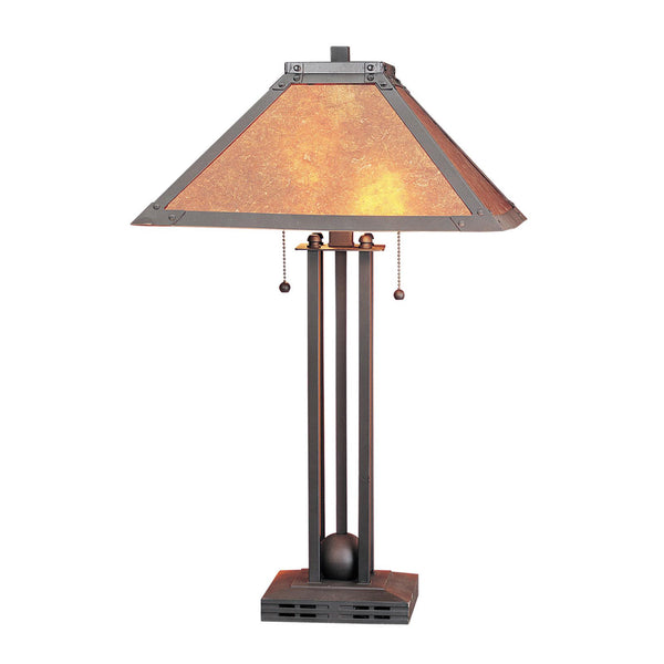 Homeroots 25" Gray Metal Two Light Cylinder Table Lamp With Amber Square Shade   524680