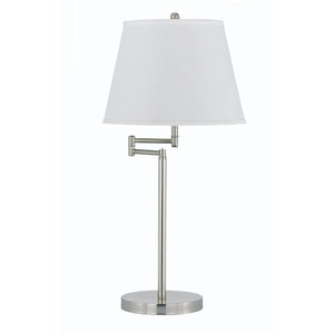 HomeRoots 28" Nickel Metal Table Lamp with Adjustable Shade for Soft, Ambient Lighting - Perfect for Any Room! 524682