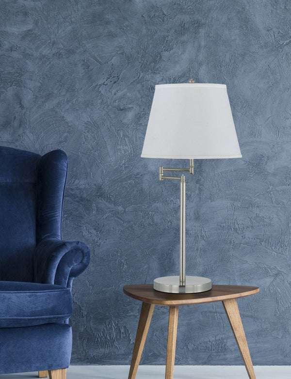 HomeRoots 28" Nickel Metal Table Lamp with Adjustable Shade for Soft, Ambient Lighting - Perfect for Any Room! 524682