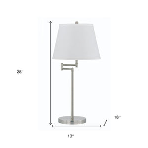 HomeRoots 28" Nickel Metal Table Lamp with Adjustable Shade for Soft, Ambient Lighting - Perfect for Any Room! 524682