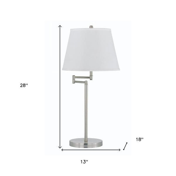 HomeRoots 28" Nickel Metal Table Lamp with Adjustable Shade for Soft, Ambient Lighting - Perfect for Any Room! 524682