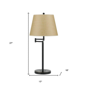 HomeRoots 27" Elegant Bronze Metal Table Lamp with Tan Shade – Adjustable Brightness & Timeless Design 524683