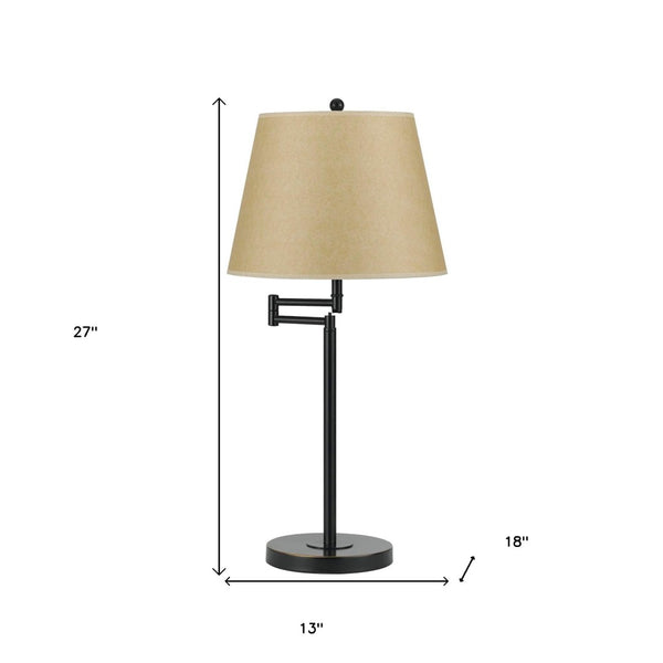HomeRoots 27" Elegant Bronze Metal Table Lamp with Tan Shade – Adjustable Brightness & Timeless Design 524683