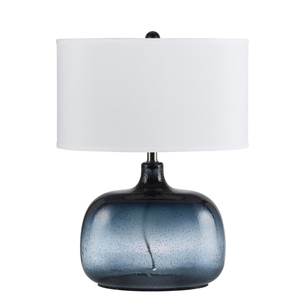 Homeroots 24" Dark Blue Glass Table Lamp With White Novelty Shade   524687