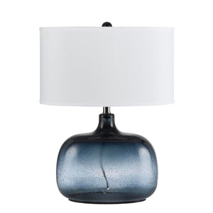 Homeroots 24" Dark Blue Glass Table Lamp With White Novelty Shade   524687