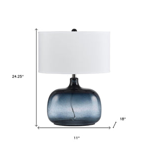Homeroots 24" Dark Blue Glass Table Lamp With White Novelty Shade   524687