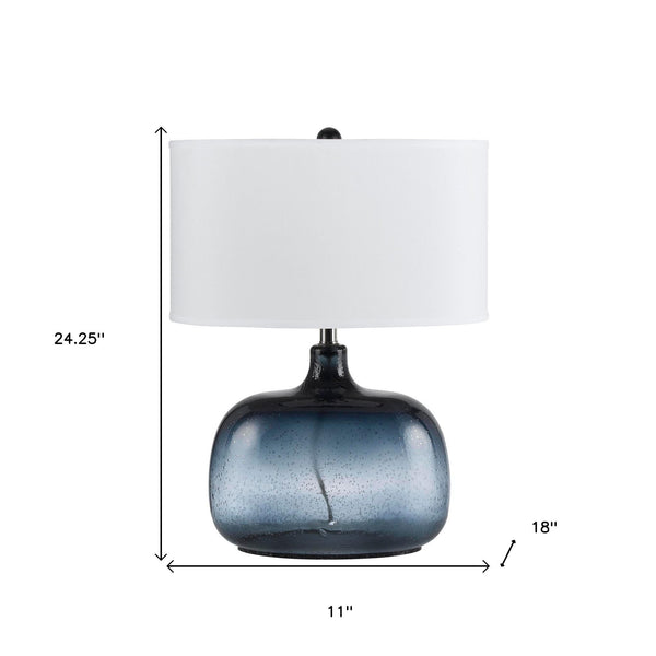 Homeroots 24" Dark Blue Glass Table Lamp With White Novelty Shade   524687