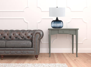 Homeroots 24" Dark Blue Glass Table Lamp With White Novelty Shade   524687