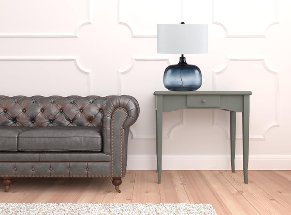 Homeroots 24" Dark Blue Glass Table Lamp With White Novelty Shade   524687