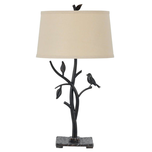 HomeRoots 29" Tan Metal Table Lamp - Timeless Design with Empire Shade for Warm, Versatile Home Lighting 524688