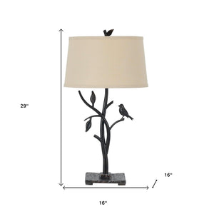 HomeRoots 29" Tan Metal Table Lamp - Timeless Design with Empire Shade for Warm, Versatile Home Lighting 524688