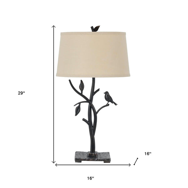 HomeRoots 29" Tan Metal Table Lamp - Timeless Design with Empire Shade for Warm, Versatile Home Lighting 524688