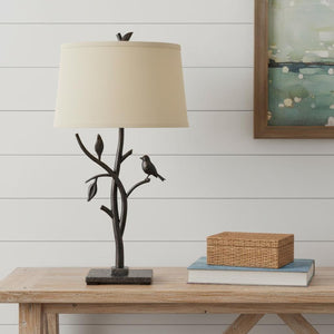 HomeRoots 29" Tan Metal Table Lamp - Timeless Design with Empire Shade for Warm, Versatile Home Lighting 524688