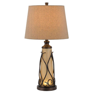 HomeRoots 30" Elegant Brown Metal Two-Light Table Lamp with Empire Shade - Classic Style & Warm Illumination 524690