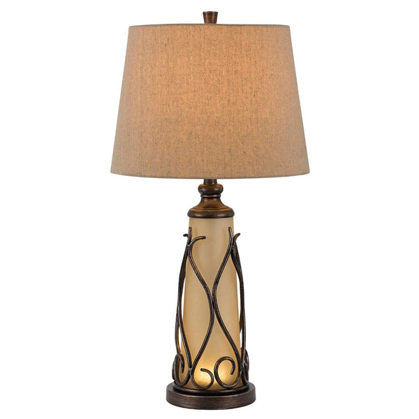 HomeRoots 30" Elegant Brown Metal Two-Light Table Lamp with Empire Shade - Classic Style & Warm Illumination 524690
