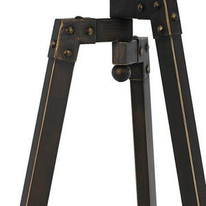 HomeRoots 32" Charcoal Metal Tripod Table Lamp with Tan Linen Shade - Stylish Ambient Lighting for Any Space 524695