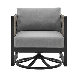 English Elm Mareike Outdoor Swivel Glider Chair Rust Proof Aluminum Frame Patio Lounge Seating Gray B2736P464906
