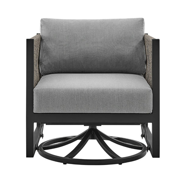 English Elm Mareike Outdoor Swivel Glider Chair Rust Proof Aluminum Frame Patio Lounge Seating Gray B2736P464906