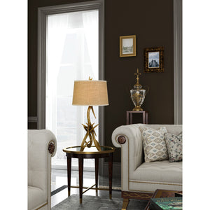 Homeroots 33" Brown Antlers Table Lamp With Brown Empire Shade   524700