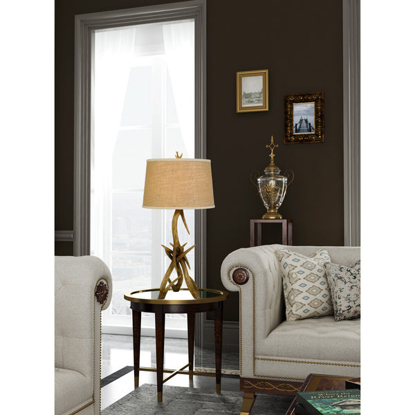 Homeroots 33" Brown Antlers Table Lamp With Brown Empire Shade   524700