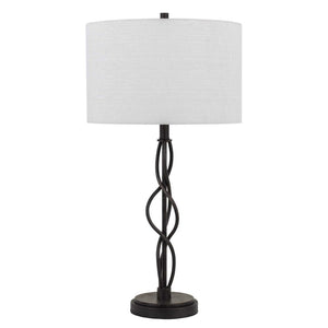 HomeRoots 30" Elegant Black Metal Candlestick Table Lamp with Off-White Shade for Timeless Ambient Lighting 524701