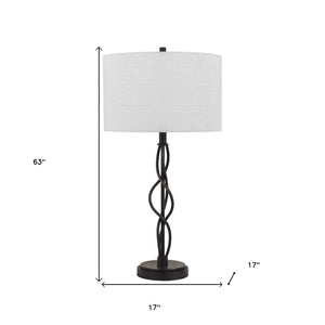 HomeRoots 30" Elegant Black Metal Candlestick Table Lamp with Off-White Shade for Timeless Ambient Lighting 524701