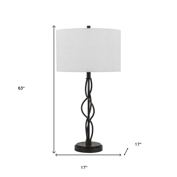 HomeRoots 30" Elegant Black Metal Candlestick Table Lamp with Off-White Shade for Timeless Ambient Lighting 524701
