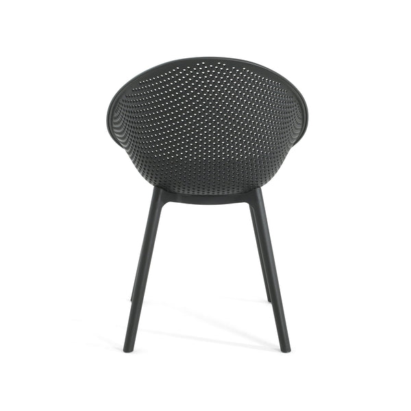 English Elm Christopher Knight Home® - Gable Outdoor Dining Chair Set of 2 – Weather-Resistant Resin Build, Perforated Diamond Pattern Comfort Black N775P176686B