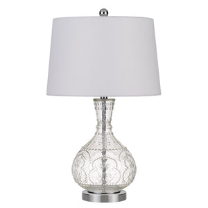 HomeRoots 27" Clear Metal Table Lamp with White Shade - Elegant Design, Adjustable Brightness & Modern Style 524703