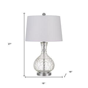 HomeRoots 27" Clear Metal Table Lamp with White Shade - Elegant Design, Adjustable Brightness & Modern Style 524703