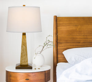 Homeroots 28" Brown Table Lamp With Off White Empire Shade   524707