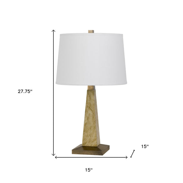 Homeroots 28" Brown Table Lamp With Off White Empire Shade   524707