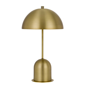 Homeroots 20" Antiqued Brass Metal Novelty Desk Lamp With Antiqued Brass Dome Shade   524709