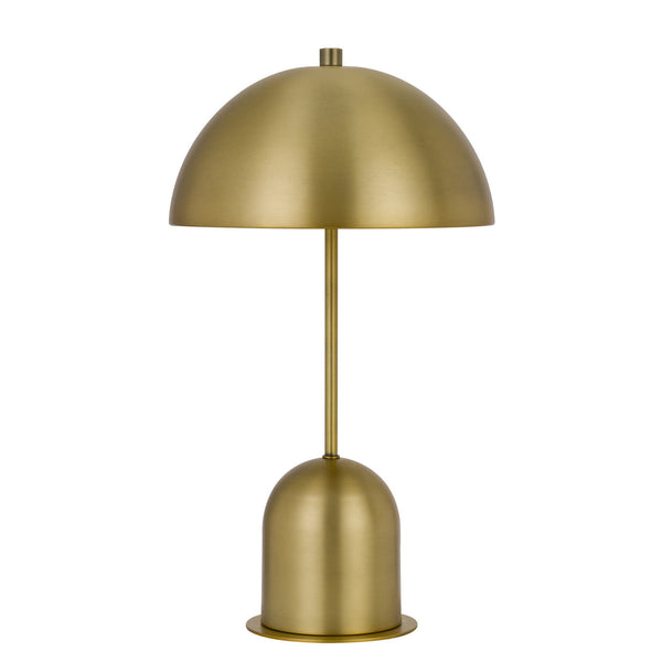 Homeroots 20" Antiqued Brass Metal Novelty Desk Lamp With Antiqued Brass Dome Shade   524709