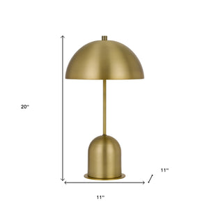 Homeroots 20" Antiqued Brass Metal Novelty Desk Lamp With Antiqued Brass Dome Shade   524709