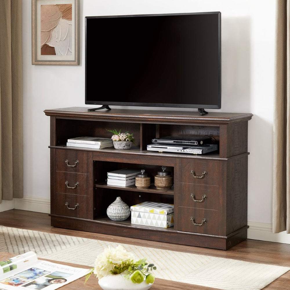 English Elm Retro 60 Inch Media Console with Enclosed Storage Mid Century Modern Living Room W2275P460426