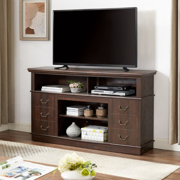 English Elm Retro 60 Inch Media Console with Enclosed Storage Mid Century Modern Living Room W2275P460426