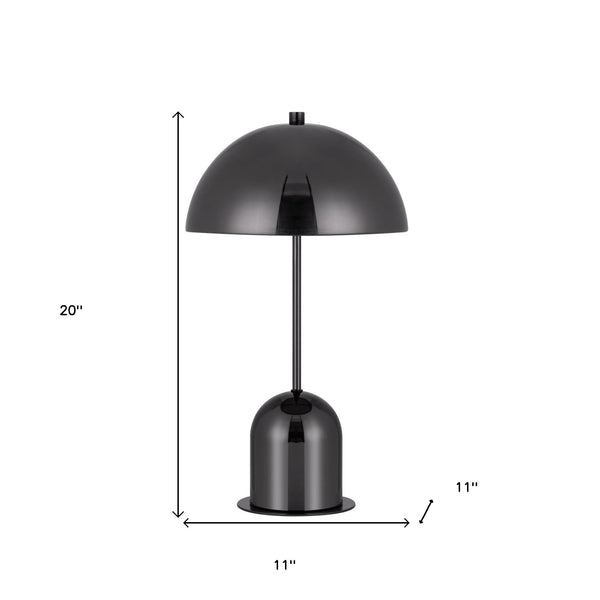 Homeroots 20" Gunmetal Dark Gray Desk Table Lamp With Half Dome Shade   524710