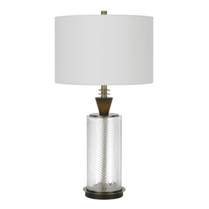 Homeroots 30" Clear Metal Table Lamp With White Empire Shade   524712