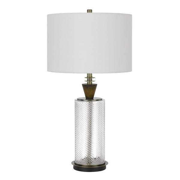 Homeroots 30" Clear Metal Table Lamp With White Empire Shade   524712