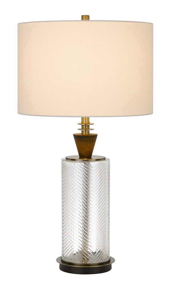 Homeroots 30" Clear Metal Table Lamp With White Empire Shade   524712