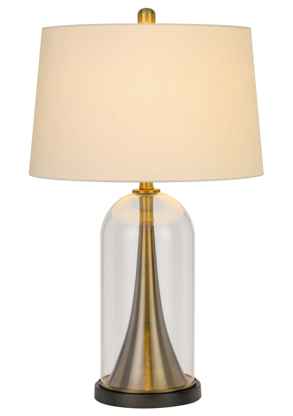 HomeRoots 29" Clear Metal Table Lamp with White Empire Shade - Modern, Stylish Lighting for Any Room Decor 524714
