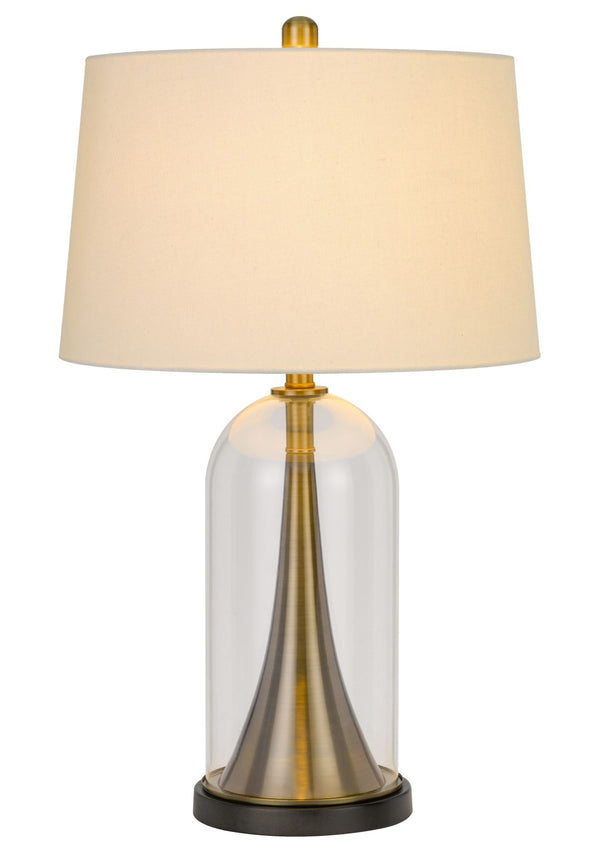 HomeRoots 29" Clear Metal Table Lamp with White Empire Shade - Modern, Stylish Lighting for Any Room Decor 524714