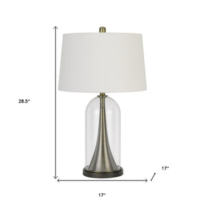 HomeRoots 29" Clear Metal Table Lamp with White Empire Shade - Modern, Stylish Lighting for Any Room Decor 524714