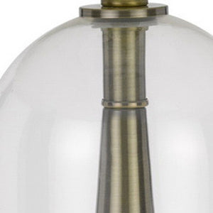 HomeRoots 29" Clear Metal Table Lamp with White Empire Shade - Modern, Stylish Lighting for Any Room Decor 524714
